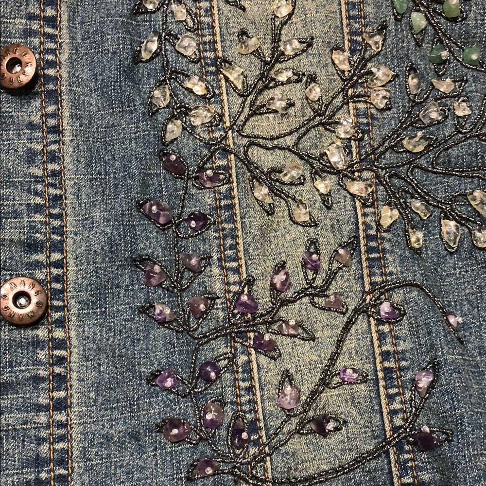 MANGO MANGO Colorful Rhinestone Denim Jacket Sz Sm - Picture 5 of 13